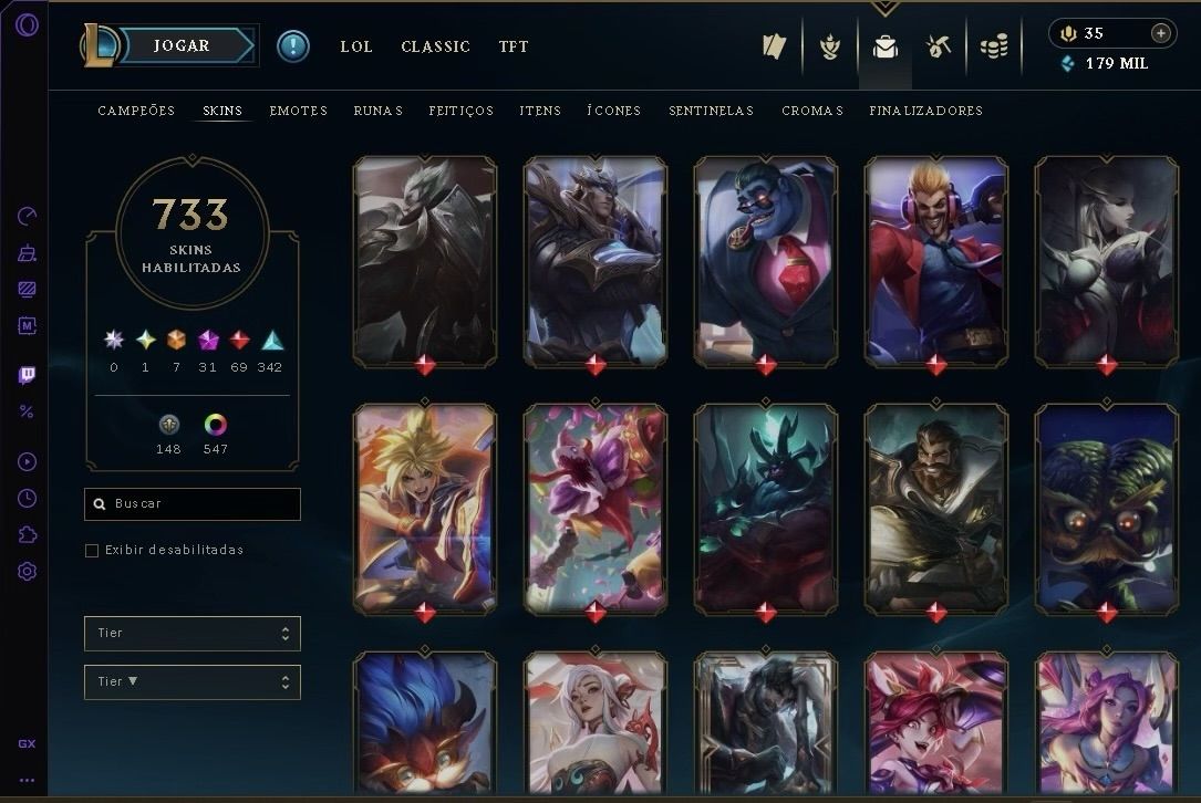 Conta legais of legends cheia de skin oportunidade Level 1138