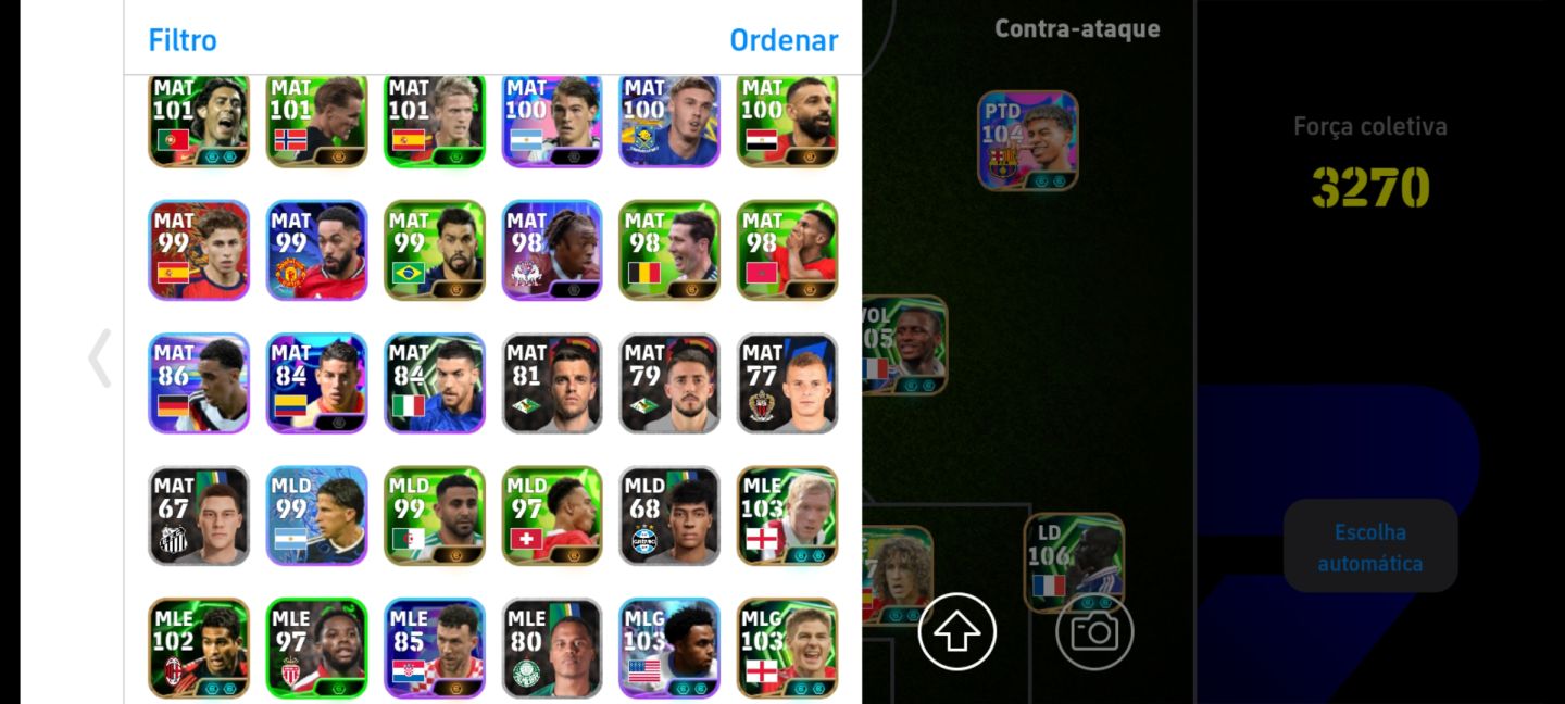 Time effotball mobile forte , força máxima ( 3290 ) , pode aumentar mais .