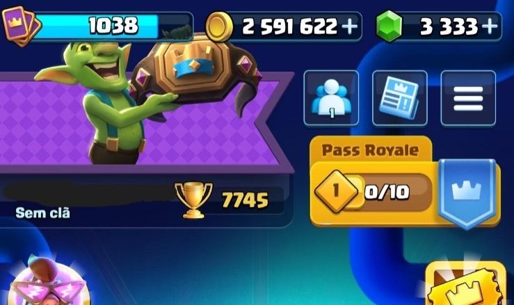 Conta Clash Royale / Arena 20 / 7.745 Troféus / 8 Evoluções / 6 Anos de Conta