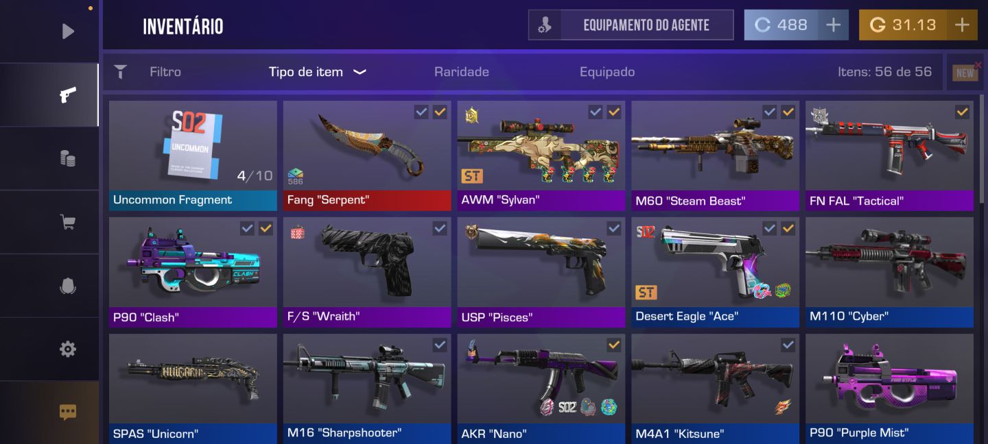 CONTA FULL ACESSO STANDOFF LV60 FACA FANG AWM FULL ADESIVO AK FULL ADESIVO
