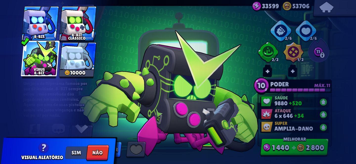 CONTA BRAWL STARS RARA! Colette Trixie, Vírus 8-Bit Original, Poco Starr e mais!