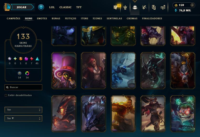 CONTA LOL LEVEL 219, COM 133 SKINS PRATA 1 FULL ACESSO E ENVIO RÁPIDO