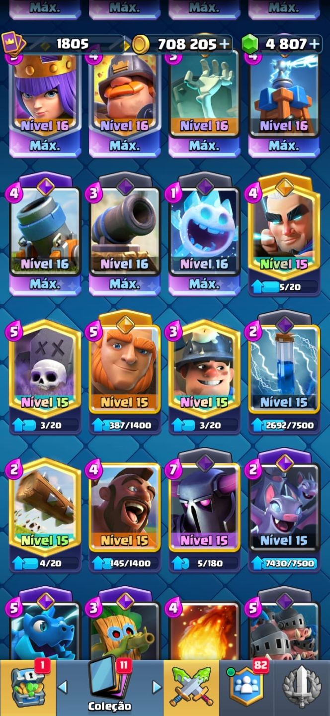 9 ANOS Clash Royale 14K+ Troféus 24 Cartas Nvl 16 560k Pts de Elite Full