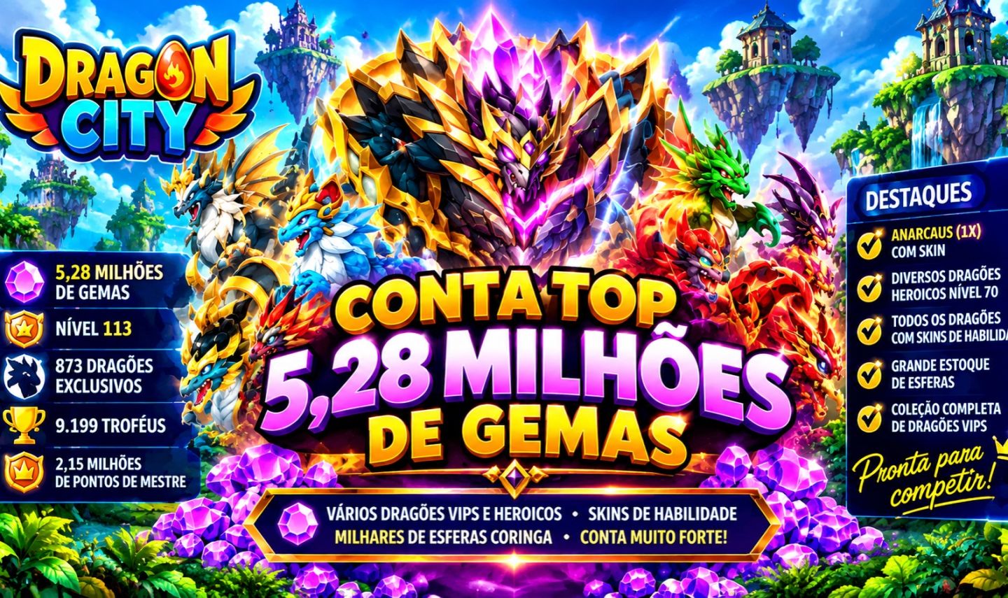CONTA TOP DRAGON CITY - 5,28 MILHÕES DE GEMAS!
