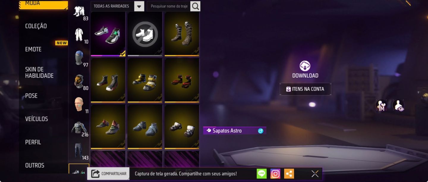 CONTA DE FREE FIRE COM MUITAS SKINS ANTIGAS