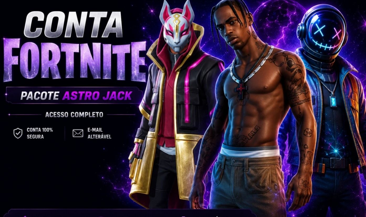 Conta Epic/Fortnite com Travis Scott,Atemporal e mais skins antigas