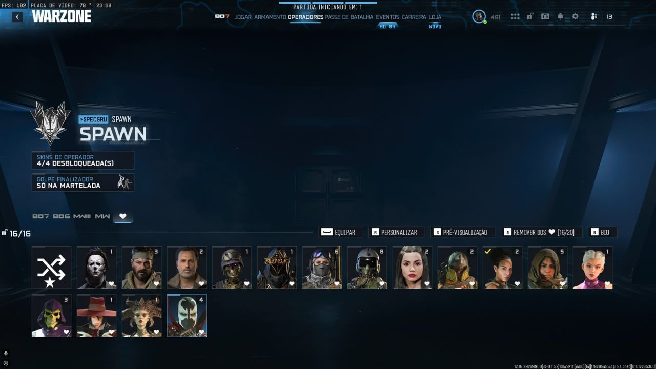 Conta warzone com Alucard, Izzy, Bailarina, Michael Myers