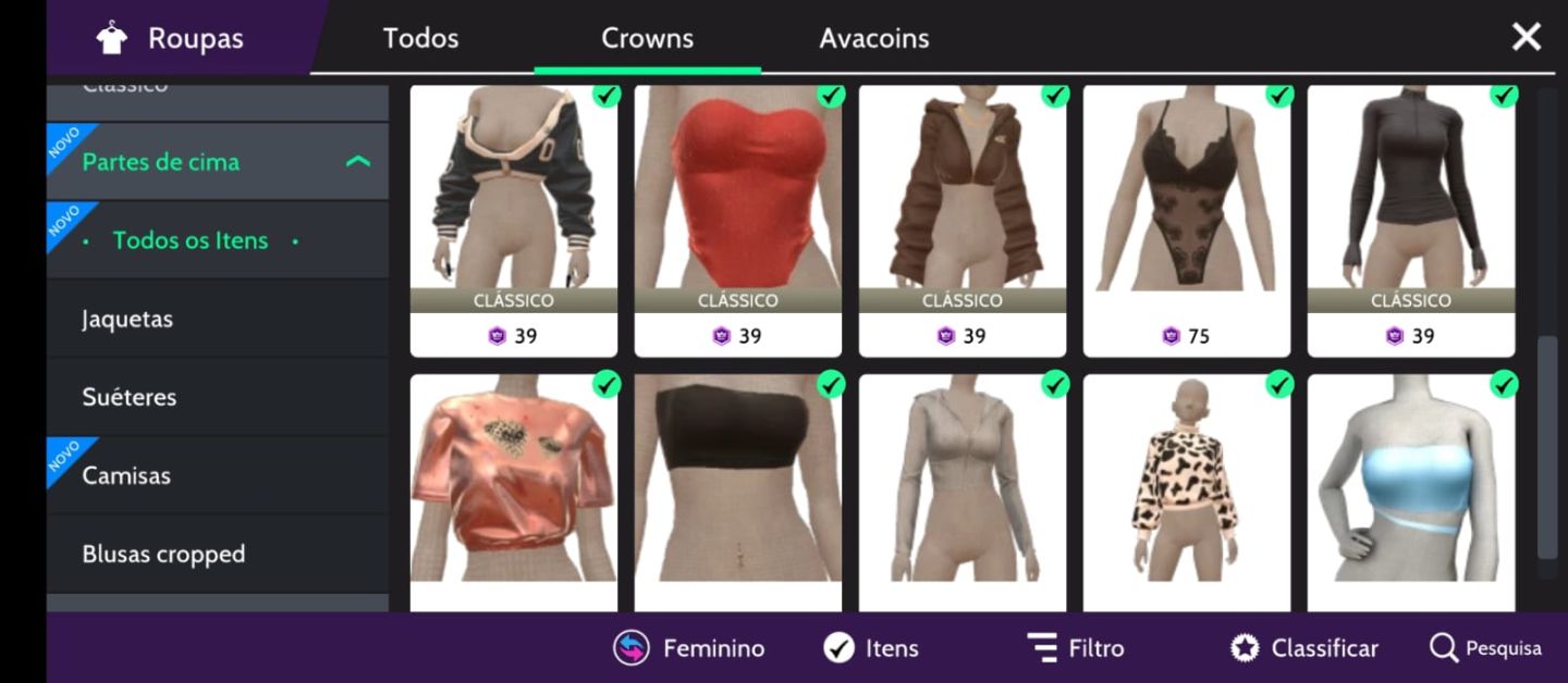 Contas avakin life feminina melhores roupas