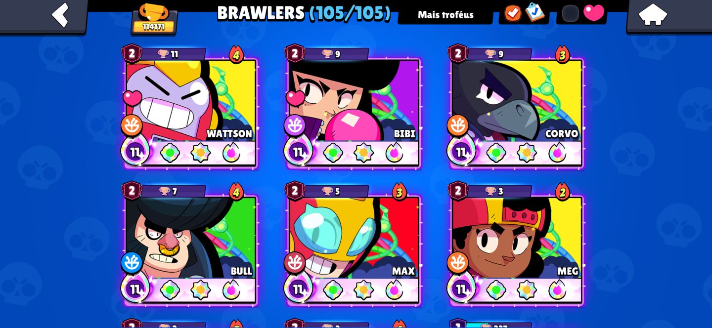 Conta do Brawl Stars a venda|| 114171 troféus|| Todos os 105 Brawlers