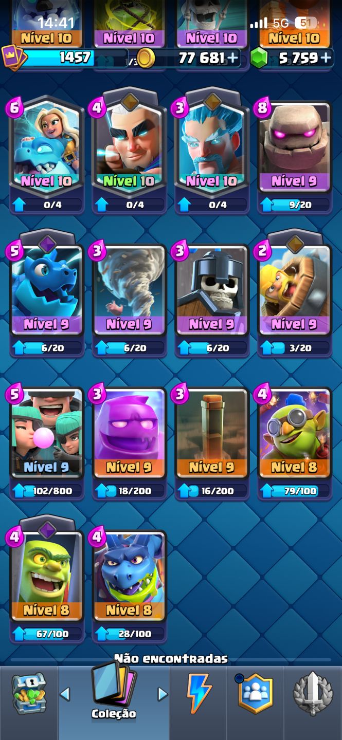 CONTA DE CLASH ROYALE COM EMBLEMA DE 10 ANOS+10K DE TROFÉU+9CARTA EVO+5K DE GEMA