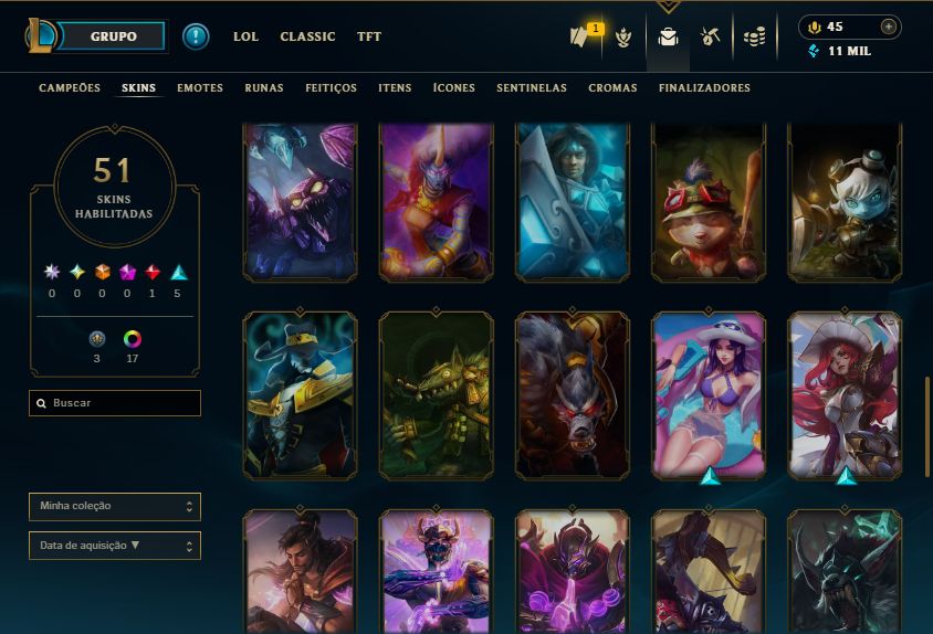 CONTA LOL DIAMANTE 3 - 59 SKINS - LV 79