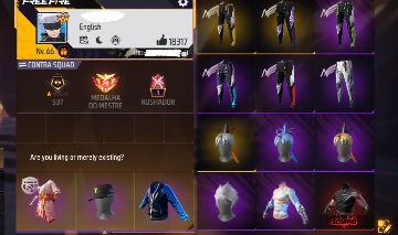 CONTA FREE FIRE - GEMADA, RARA + PRIME 8, COM 1 e 2 PASSE COMPLETO!!!