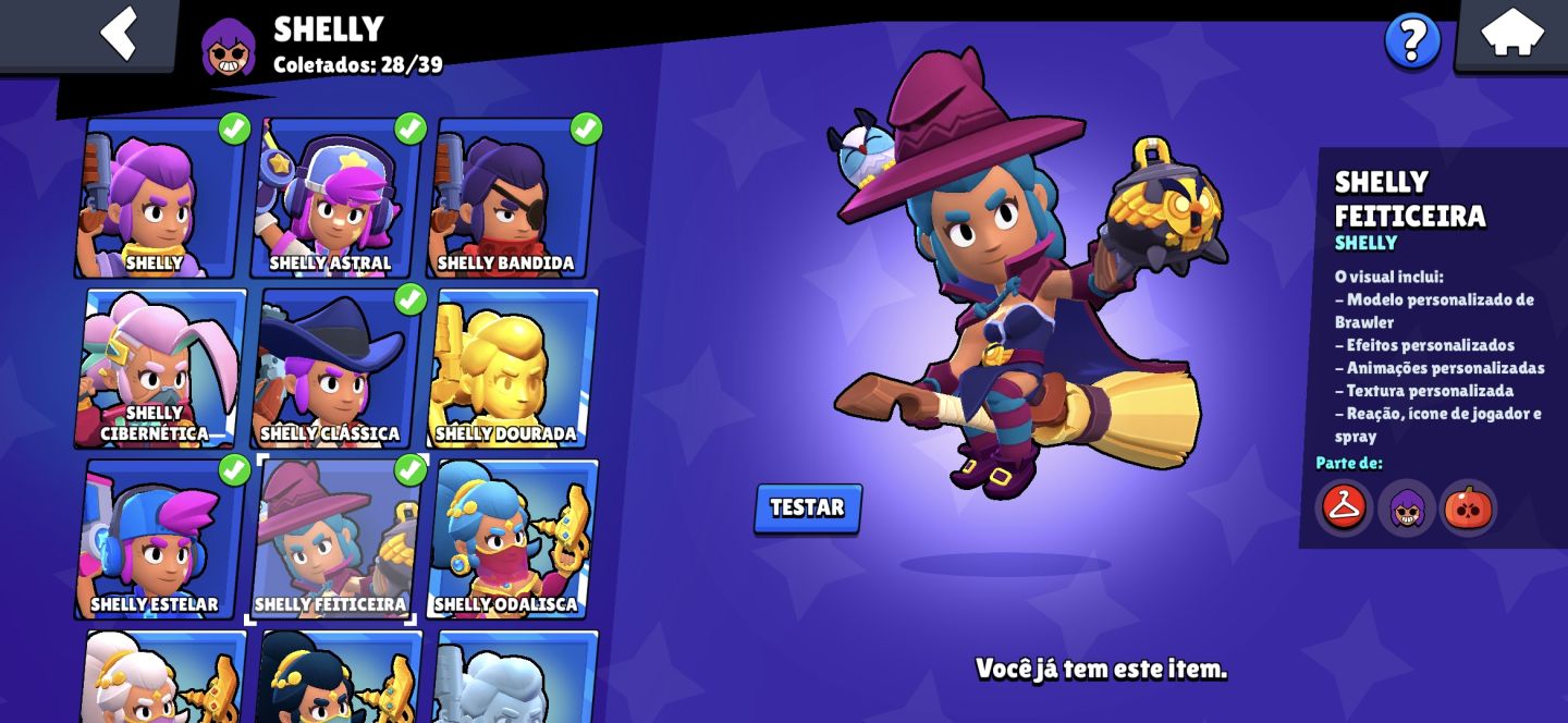 CONTA BRAWL STARS 2018 RARA SHELLY ESTELAR + FAMA LUNAR II