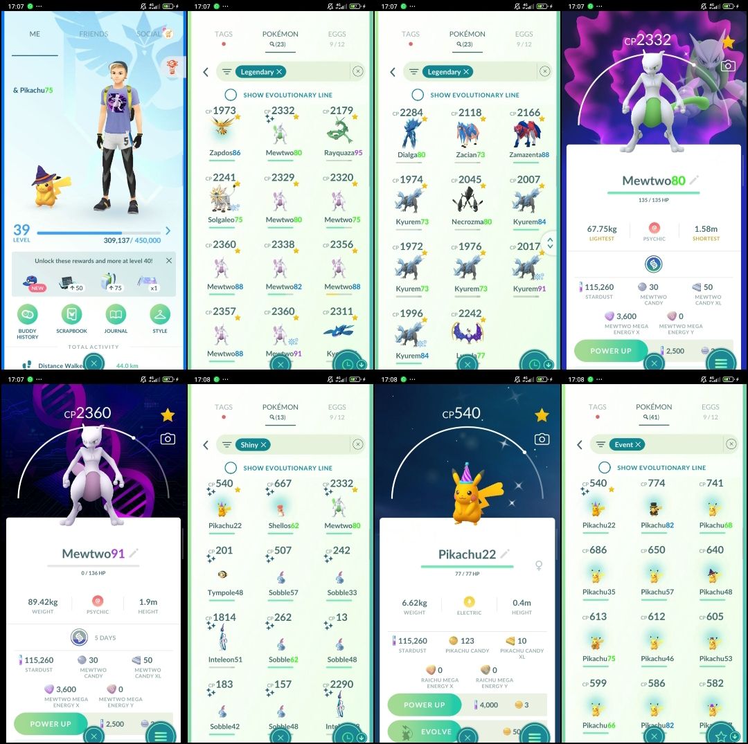 Conta Pokémon Go Nível 39 | 23 Lendários, Mewtwo Bg e Shiny T326