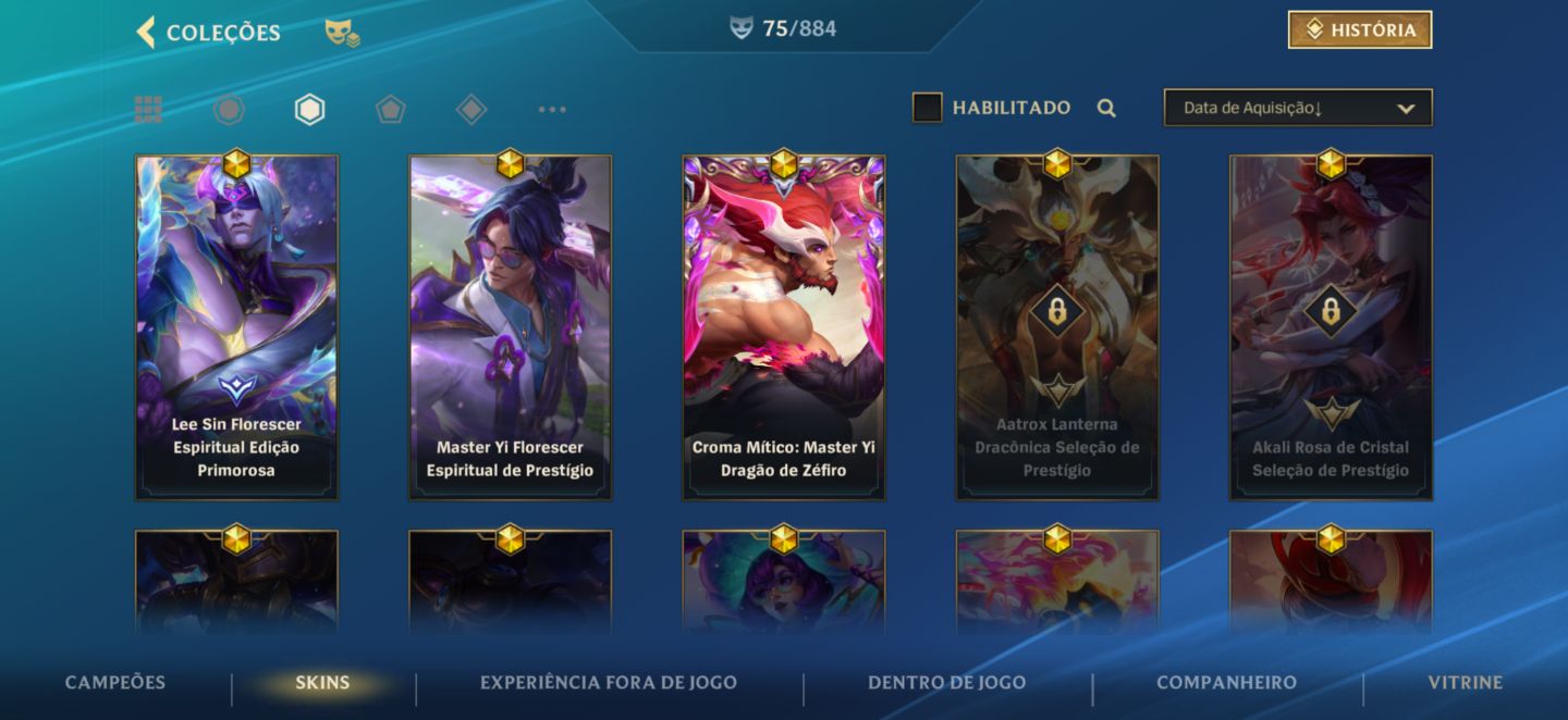 Conta wild rift com skins de master yi principalmente