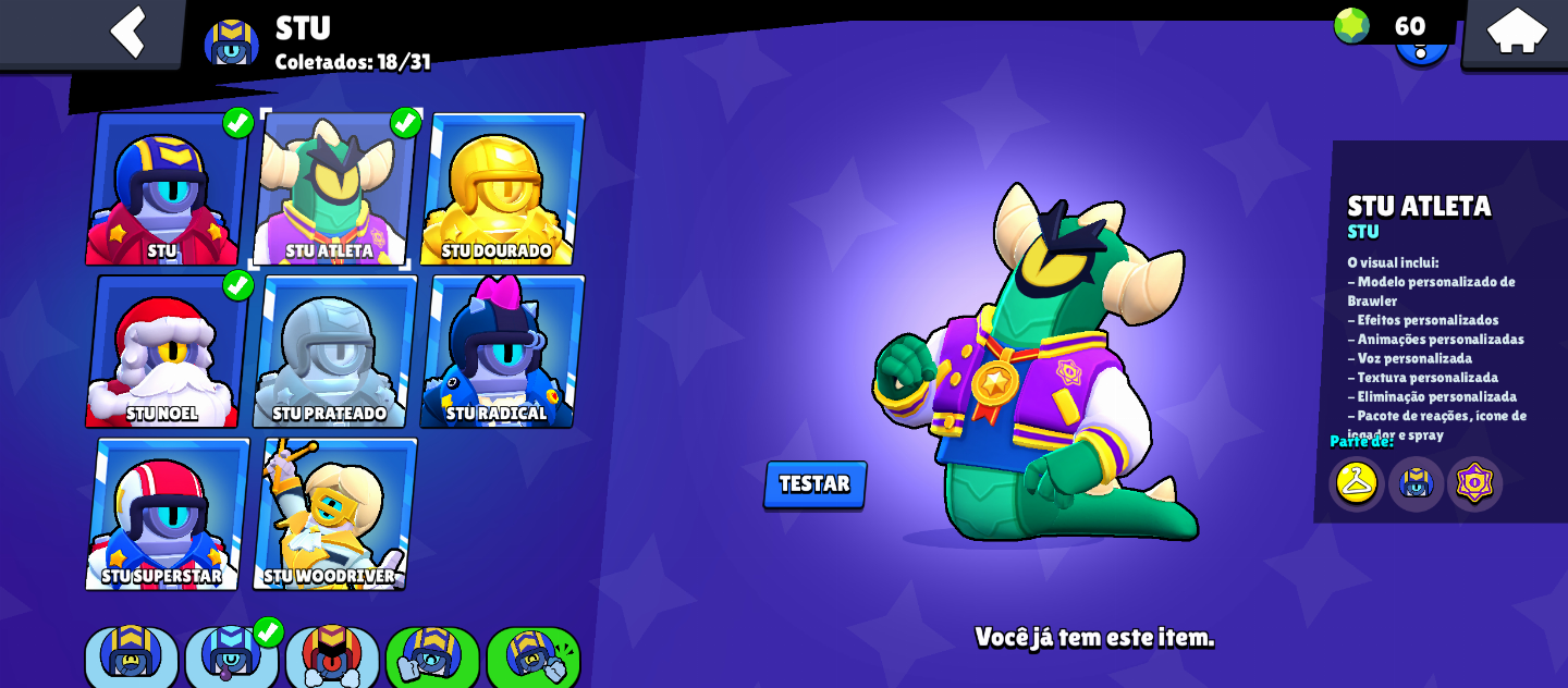 CONTA BRAWL STARS GEMADA COM VÁRIAS SKINS VALIOSAS
