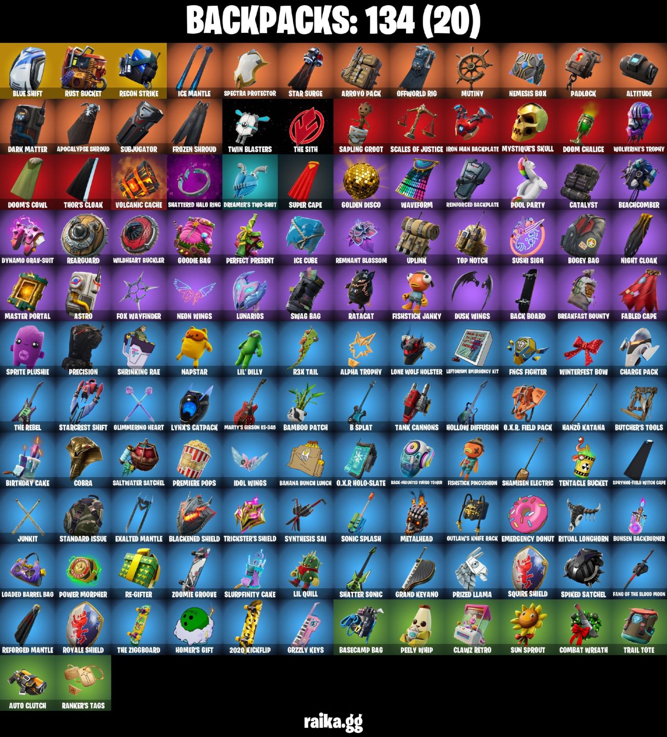 87 skins s2 Blue squire Royale Knight , s3 The Reaper 250 VB Rogue Agent