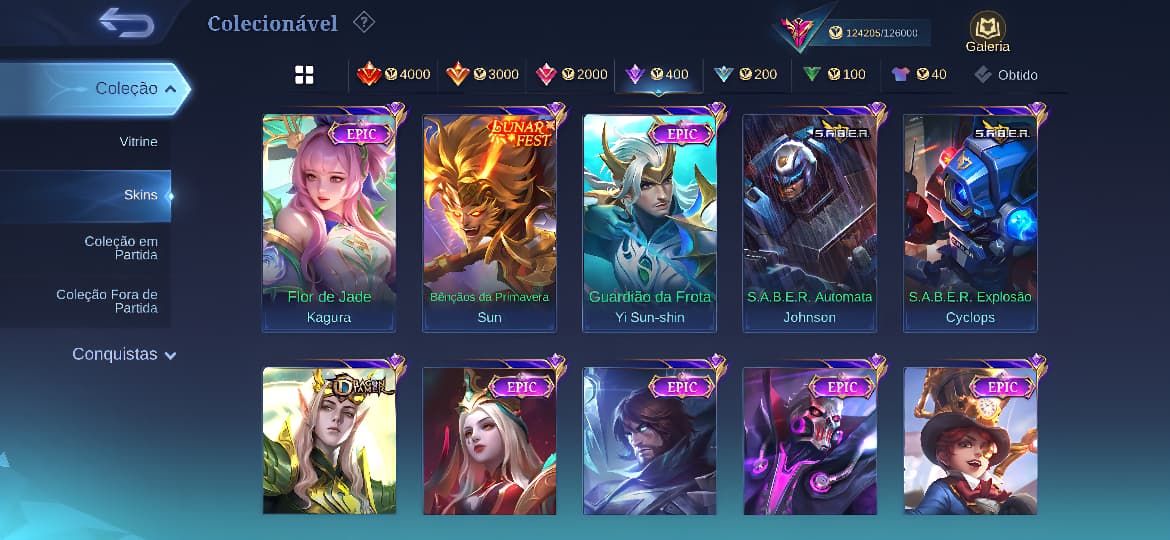Conta Mobile Legends - 326 Skins Legends e Raras - Informações de Login Alterave