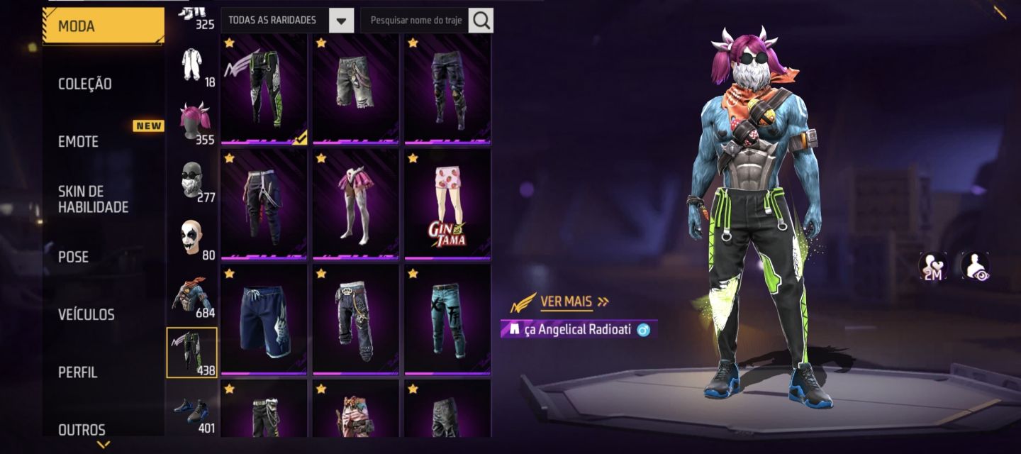Conta de free fire gemada Skins evolutivas
