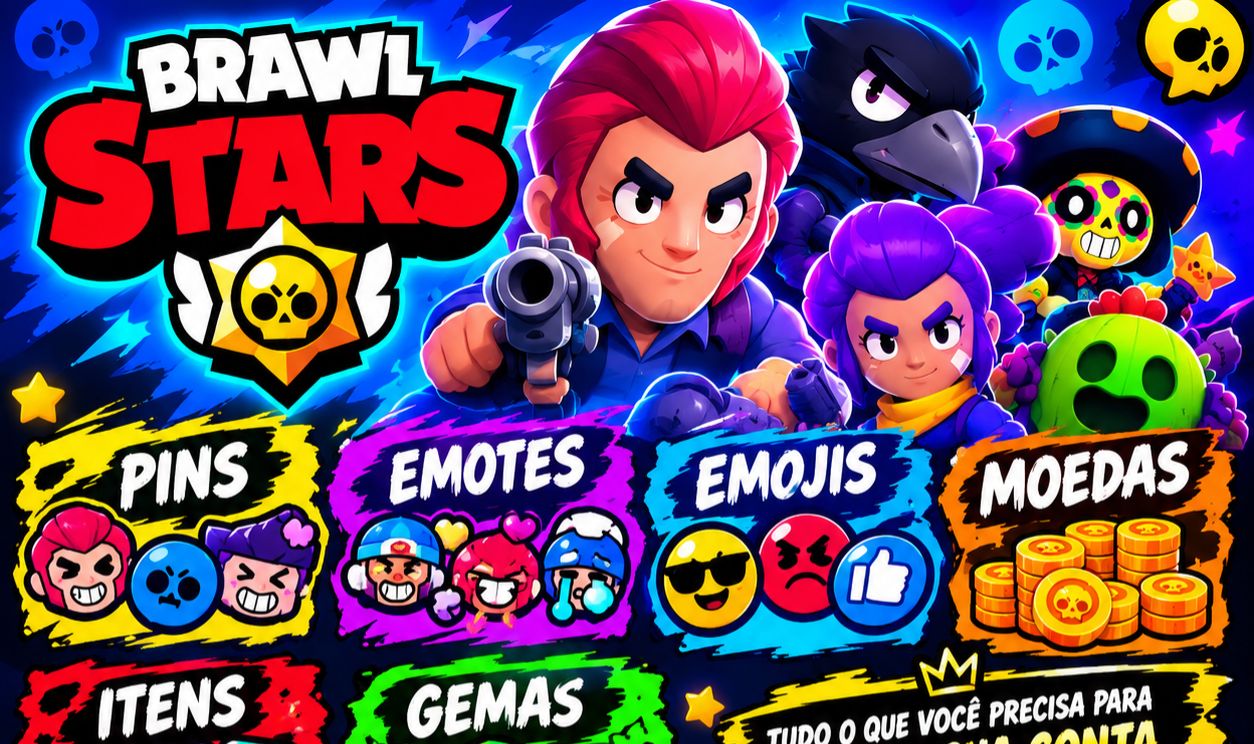 BRAWL STARS - PINS,MOEDAS E EMOTES