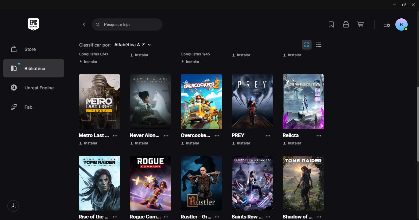 CONTA EPIC GAMES 68 jogos