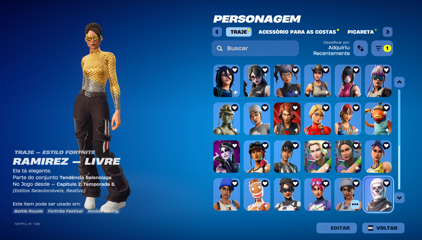 CONTA FORTNITE RARA , PASSE SEASON 4, 377 SKINS, VARIOS PACKS ETC,