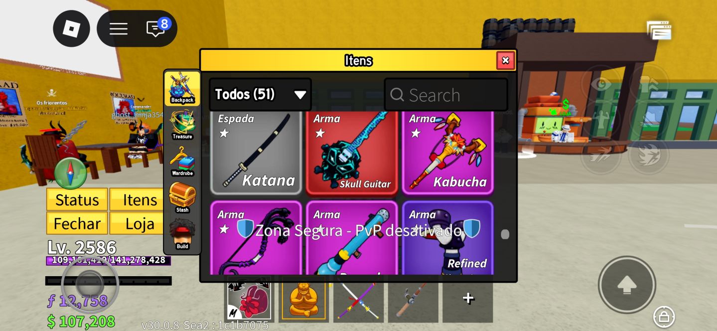 Conta Roblox upada em BLOX FRUITS, Shindo life , Roube um Brainrot. etc...