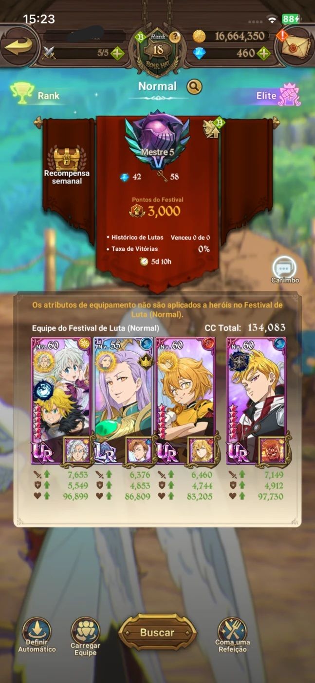 Conta starter com Elizabeth e Meliodas e Mael ur