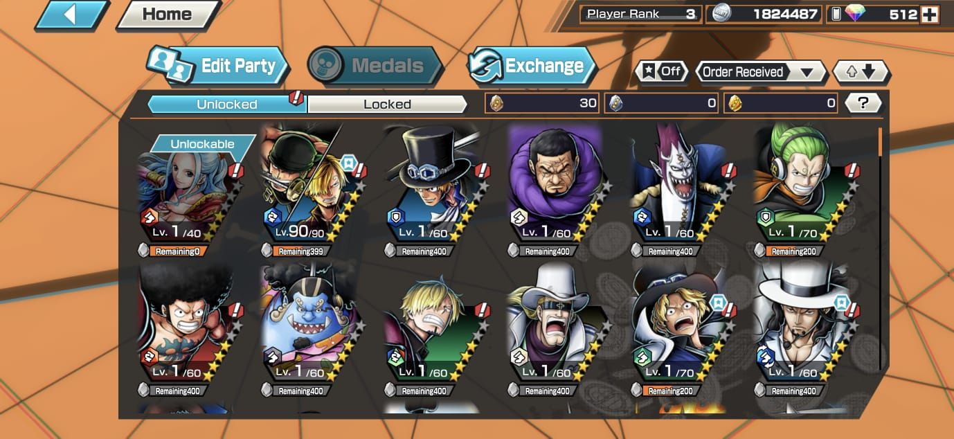 Conta Opbr Global | 5 Ex (ZORO E SANJI, KIZARU , SABO) Rank 3 | Full Acess