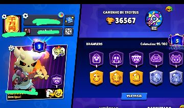 Conta brawl stars 36k troféus | 18 hipercarga | skins raras | Full acesso
