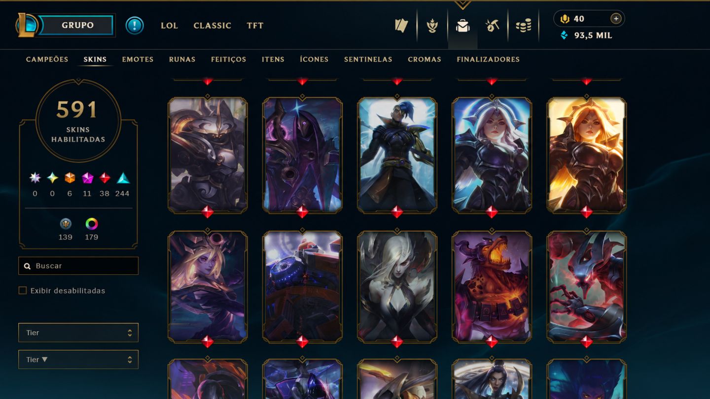 CONTA LOL BR | 591 SKINS | 6 ULTIMATE | 11 MÍTICAS | 38 LENDÁRIAS | 139 LEGADO