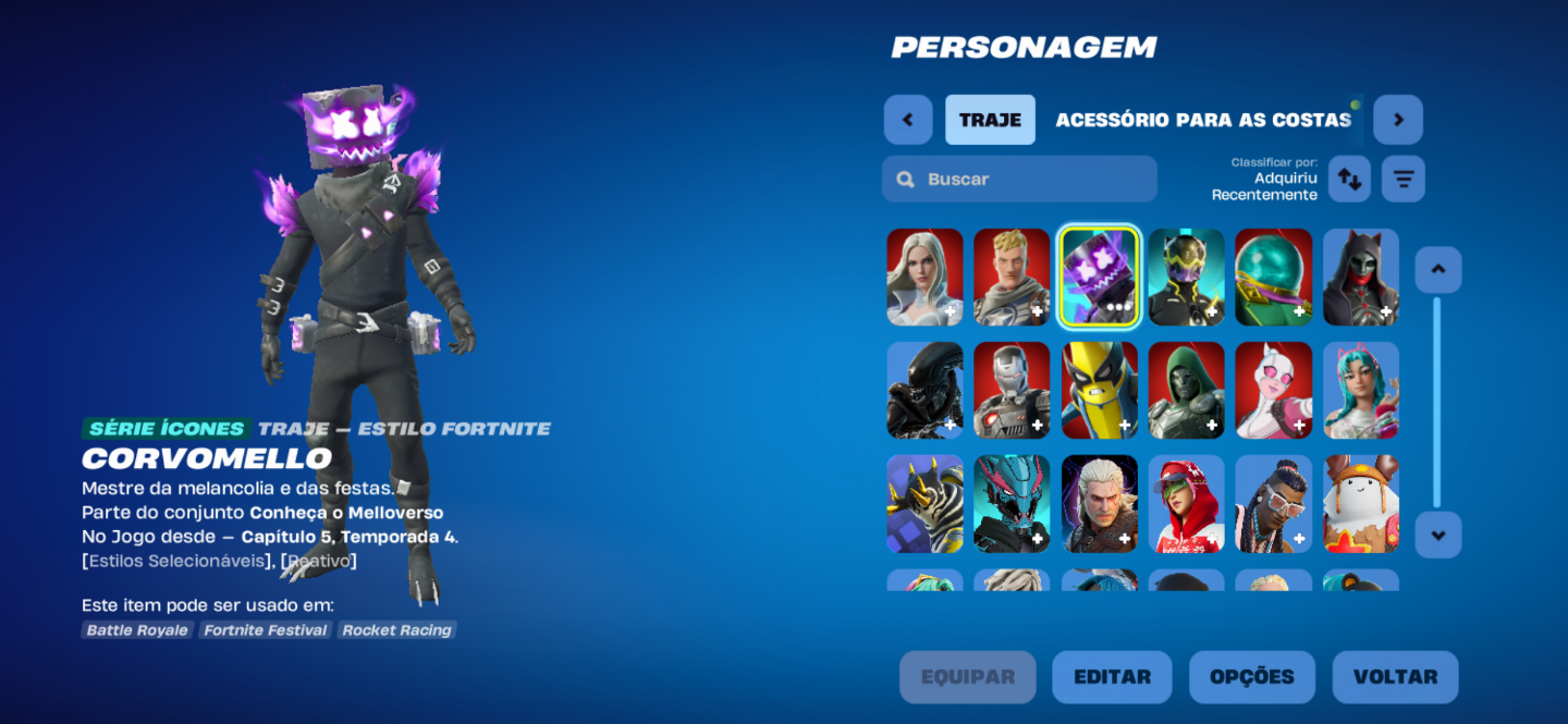 Conta fortnite com skins raras e emotes meta