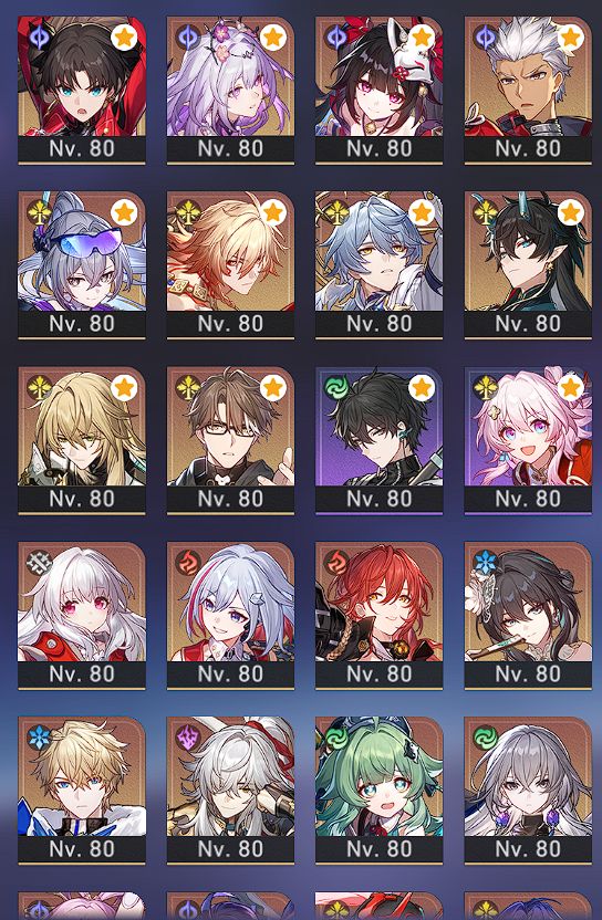 Honkai Star Rail conta com 45 personagens 5 estrelas.
