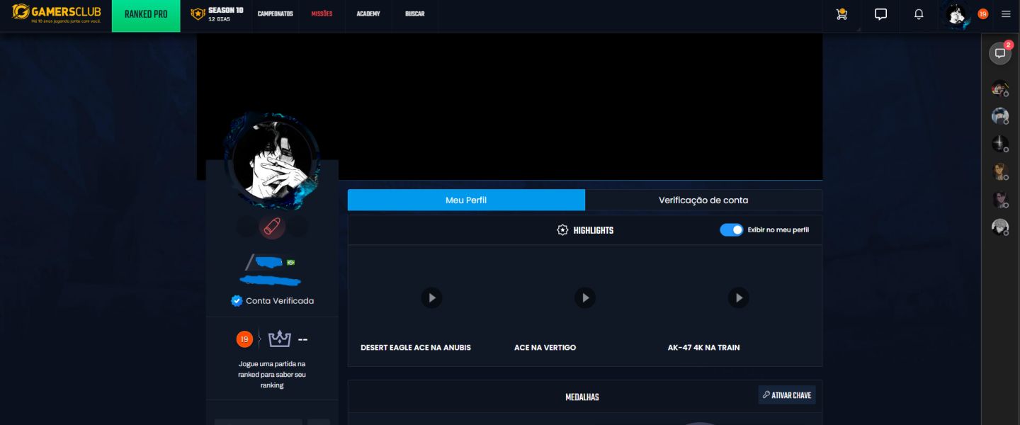 Conta principal 22 Medalhas + Level 60 Steam + Level 19 Gc + medalha azul 2026