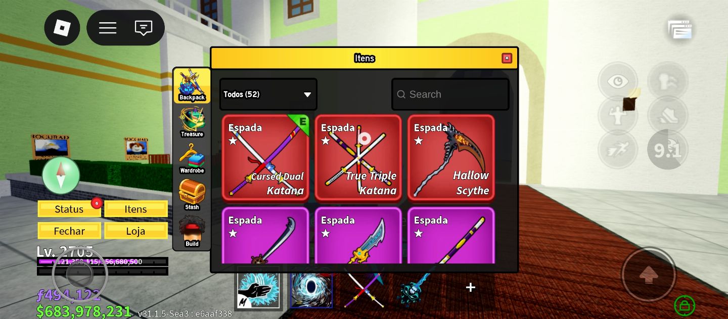 CONTA DE BLOX FRUITS RARA! MUITO BOA,CHEIA DE ITEMS FRUTAS E GAME PASS