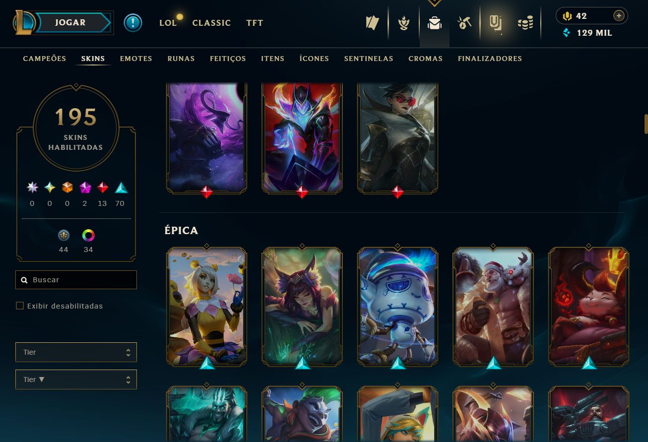CONTA UNRANKED - 195 SKIN - FULL CHAMP + PREÇO BAIXISSIMO! - 100% SEGURA!