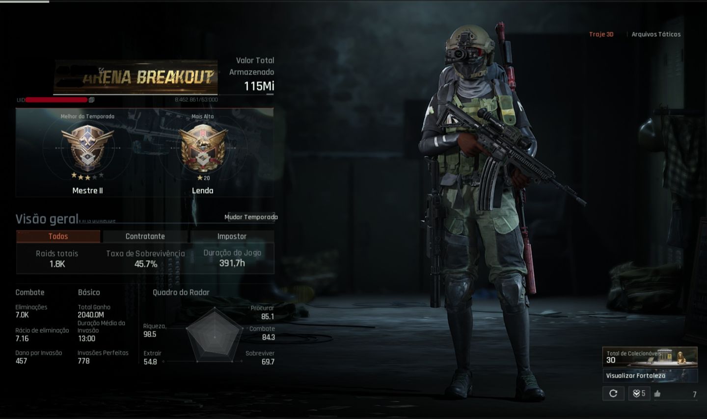 CONTA ARENA BREAKOUT 120M STASH, VARIAS SKINS PAGAS, BUTTERFLY E LUVA NEON!