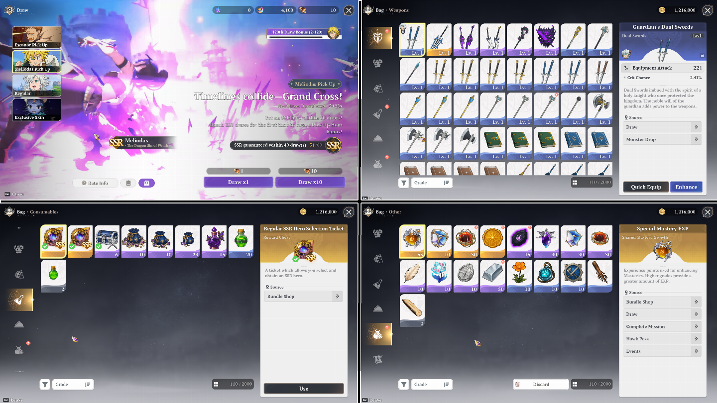 ZS | NA East | Escolha seu SSR Limitado | Reroll | The Seven Deadly Sins Origins