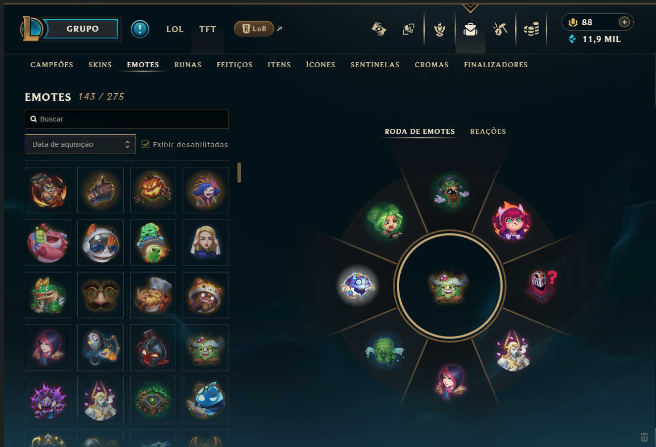 Conta Full Acesso LoL - 168 CH | 122 SKINS | HONRA 5 | TFT SKINS | 443K TK