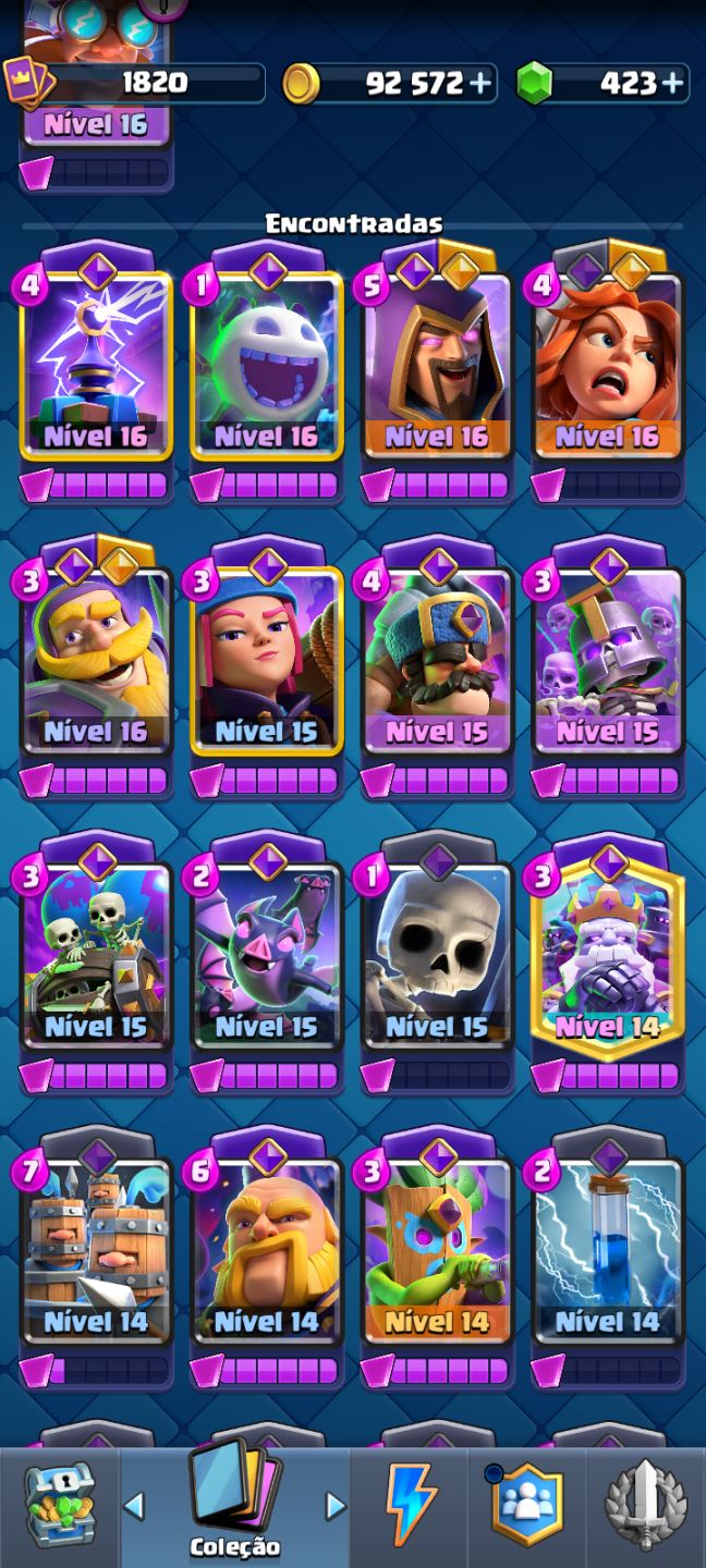 CONTA CLASH ROYALE TOP DECK FULL 16 LIGA 4 E MT ++