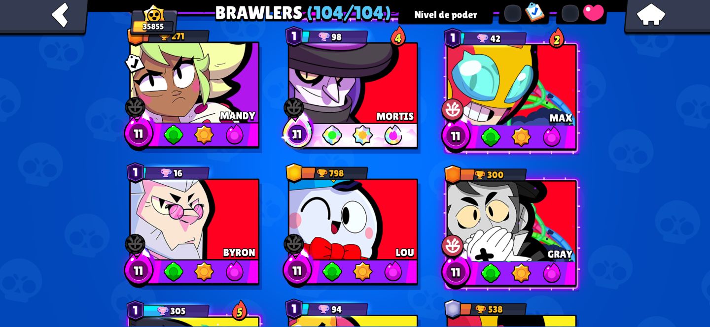 Conta rara 2019 Full brawler skins raras +35k de troféus