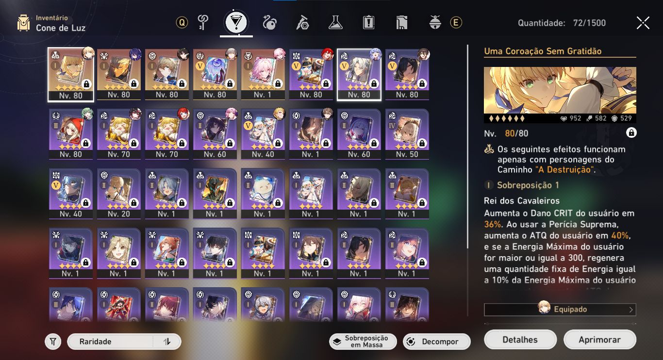 Conta honkai star rail lvl 67, vários limitados.