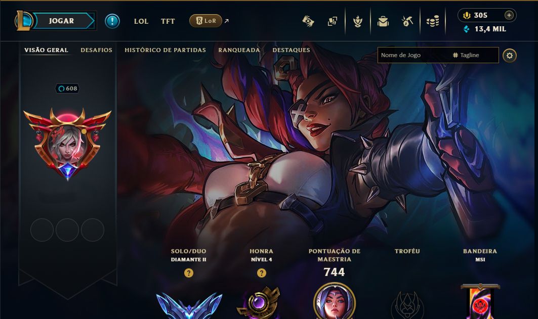CONTA LOL 2021 - DIAMANTE 2 - 219 SKINS 216 CROMAS - WINRATE 65% - FULL ACESSO