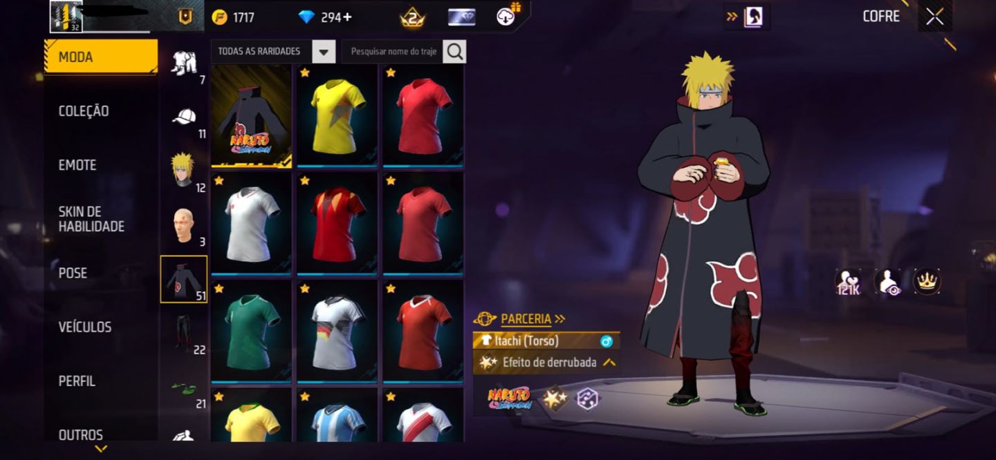 CONTA DE FREE FIRE COM ITACHI E 290 DIAMANTES NA CONTA!