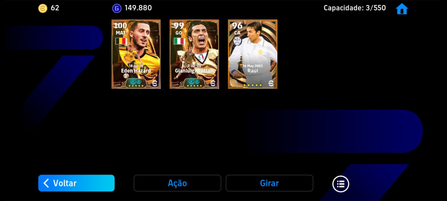 Conta de efootball completinha do Buffon e Hazard