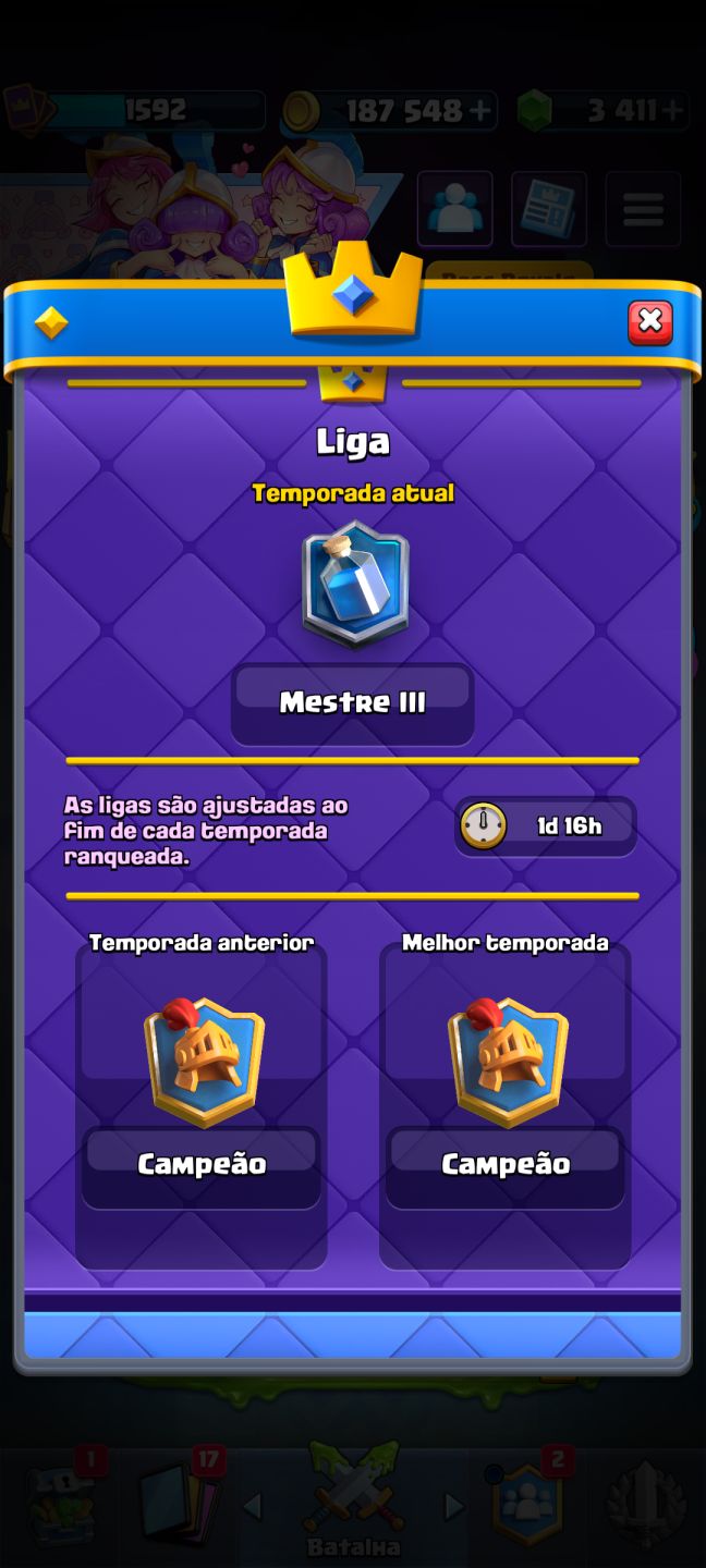 Conta de Clash Royale, com 14K de troféus, liga 3, competitiva e 2.6 full