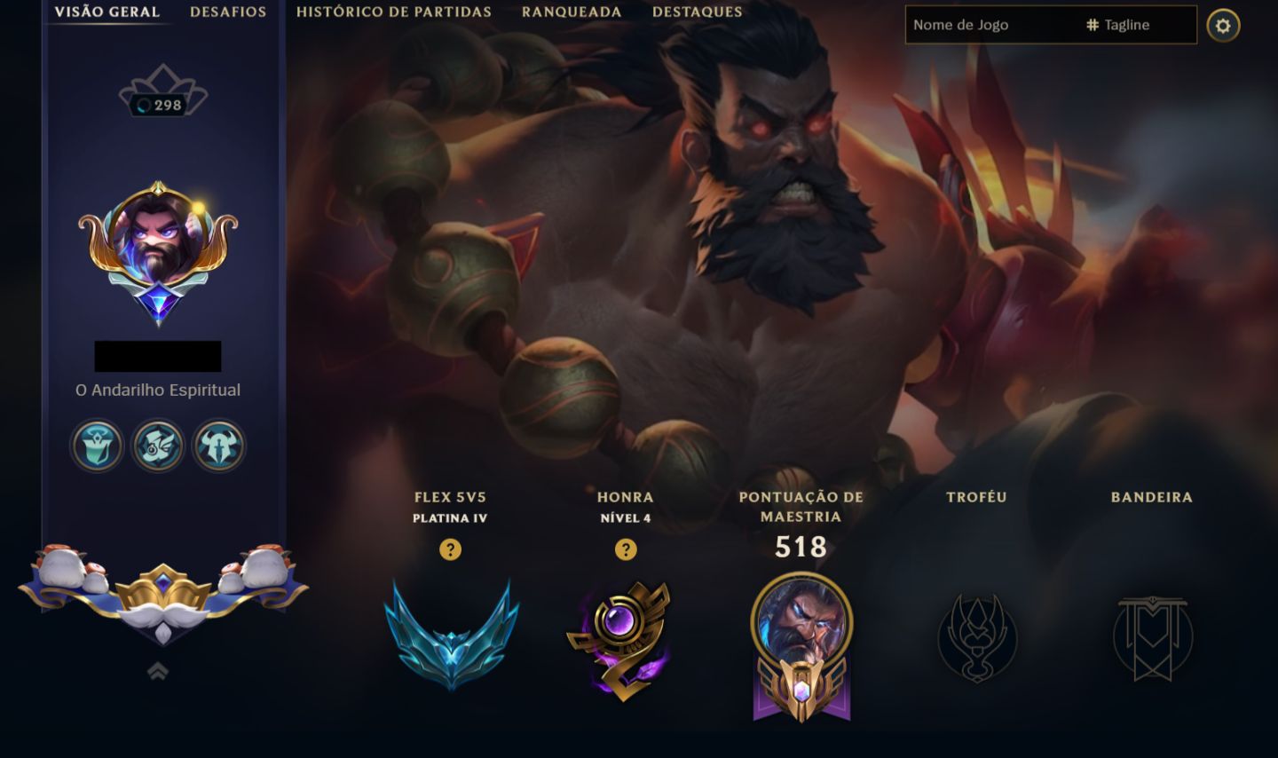Conta LoL LVL298 Todos campeões 106 Skins 64 Cromas Plat 4