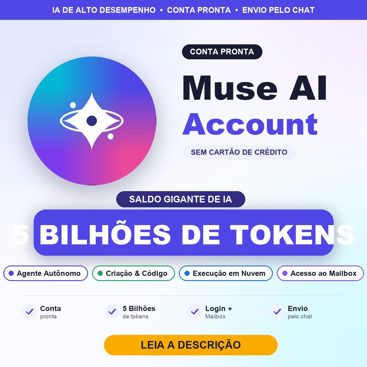 MUSE AI 5 BILHÕES DE CRÉDITOS (TOKENS) | CONTA PRONTA | SEM CARTÃO