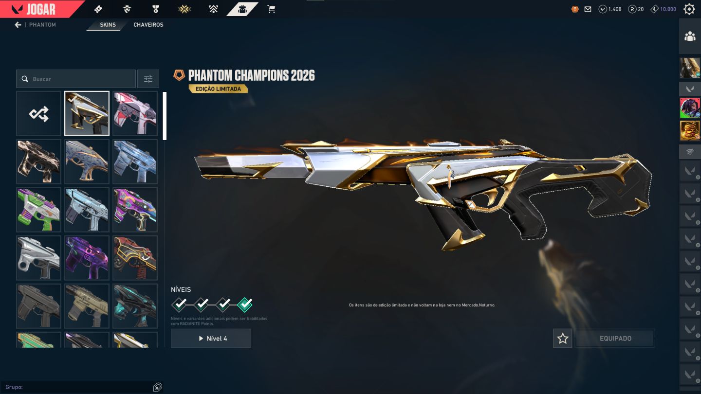 Conta valorant com champios 21 e 26, sheriff arcane, mais de 4k gastos
