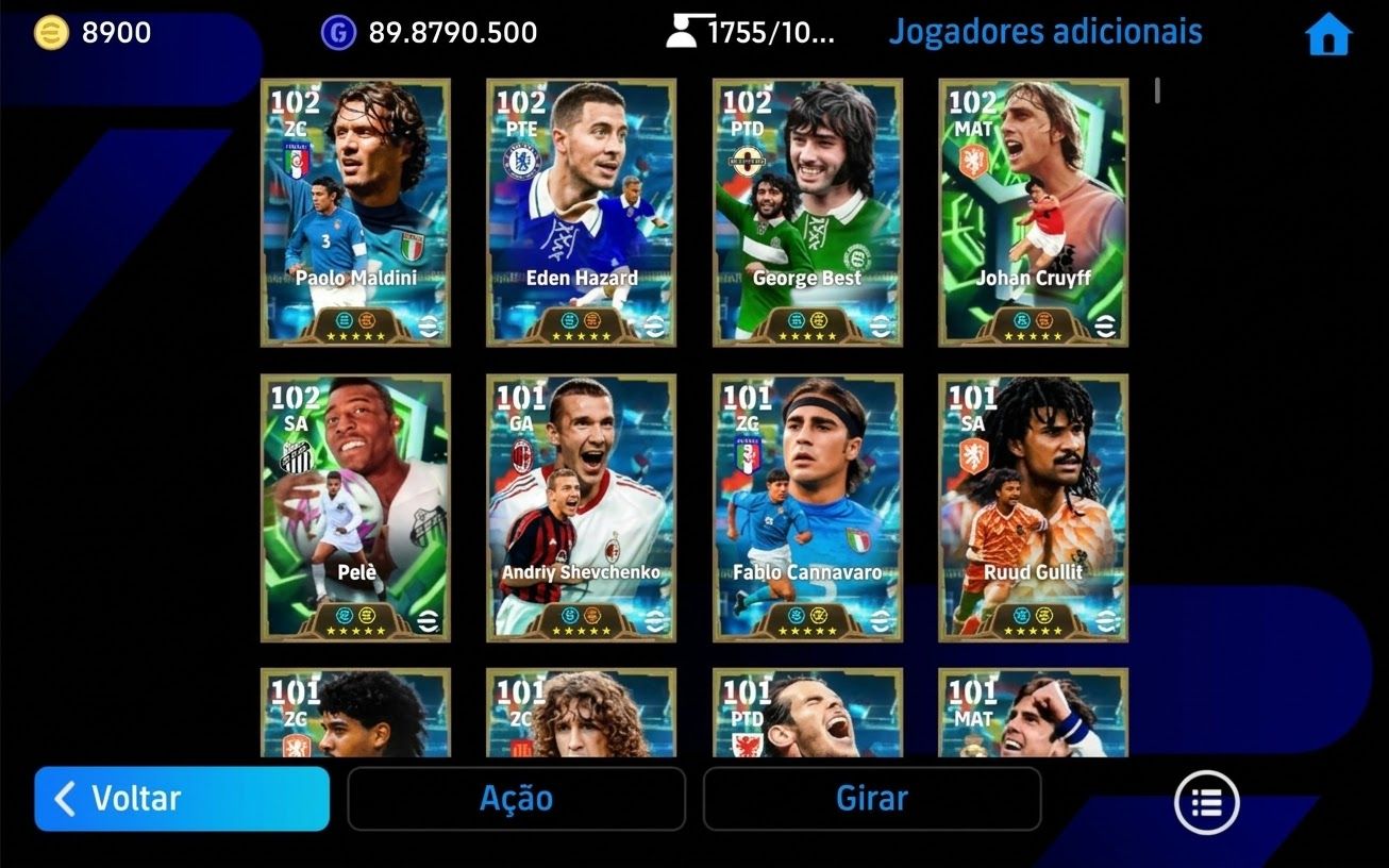 PES/EFOOTBALL 3356 FORÇA | 8.900 COINS | 1700+ EPICS | 89M GP | CONTA TOP ELITE